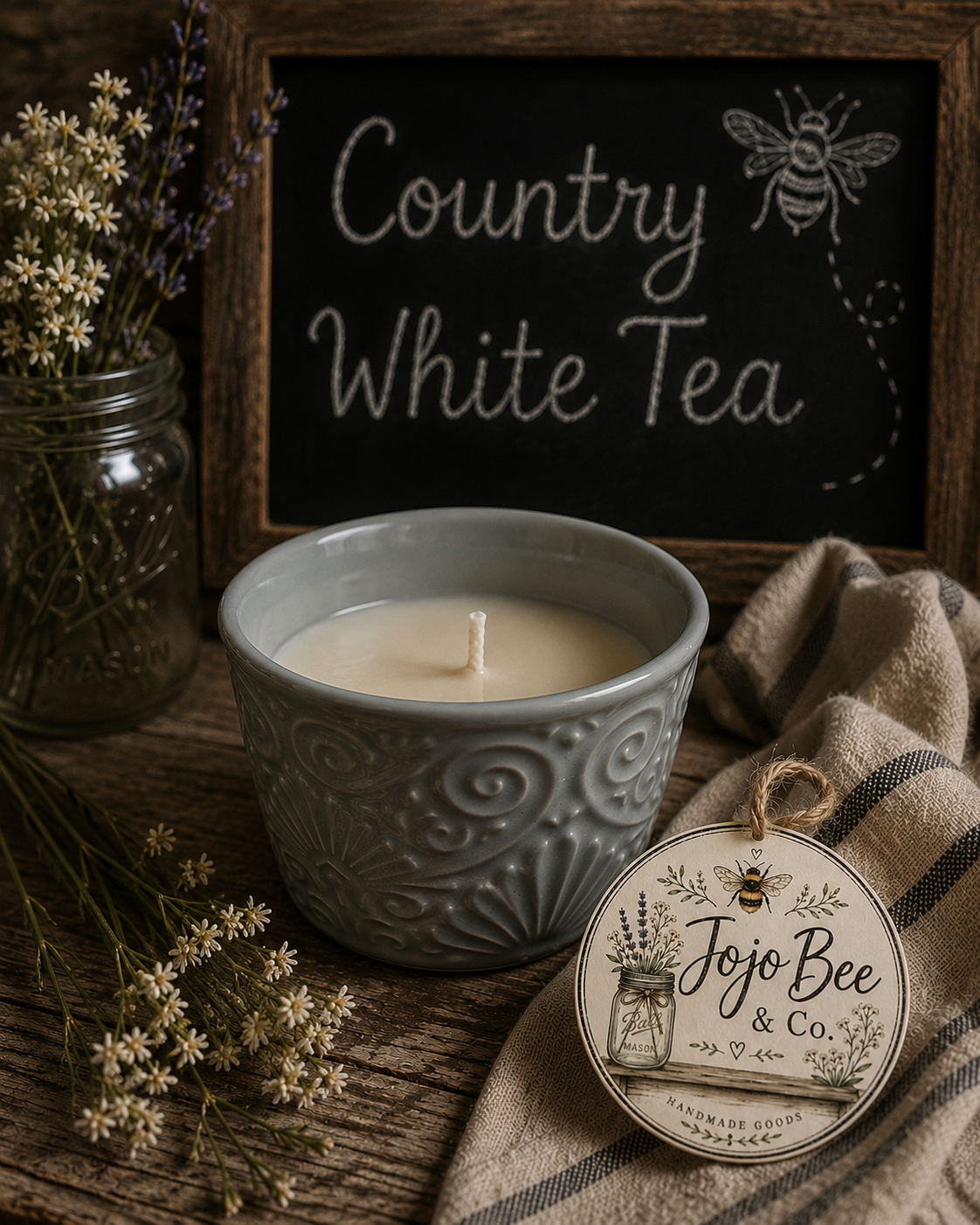 Country White Tea Beeswax Candle